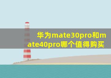 华为mate30pro和mate40pro哪个值得购买