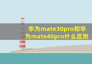 华为mate30pro和华为mate40pro什么区别