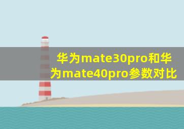 华为mate30pro和华为mate40pro参数对比