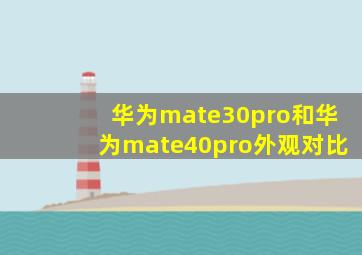 华为mate30pro和华为mate40pro外观对比