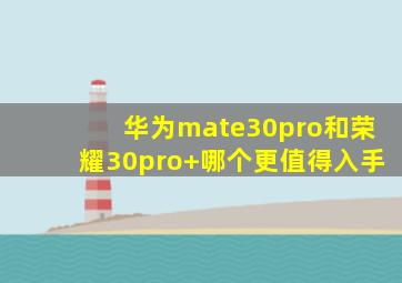 华为mate30pro和荣耀30pro+哪个更值得入手