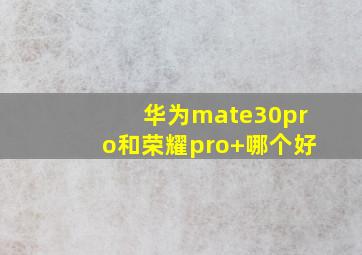 华为mate30pro和荣耀pro+哪个好