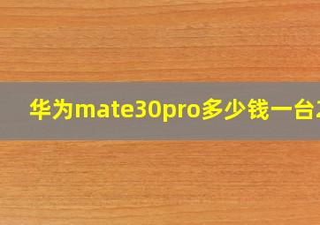 华为mate30pro多少钱一台256