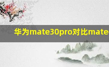 华为mate30pro对比mate60pro