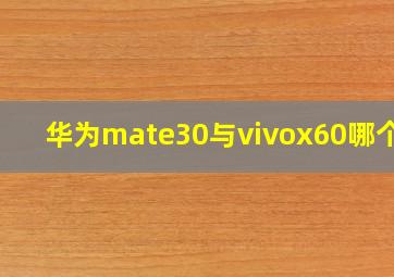 华为mate30与vivox60哪个好