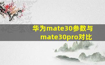 华为mate30参数与mate30pro对比