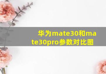 华为mate30和mate30pro参数对比图