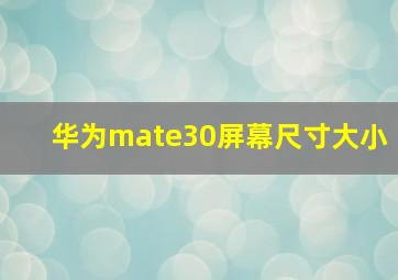 华为mate30屏幕尺寸大小