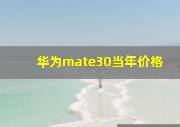 华为mate30当年价格