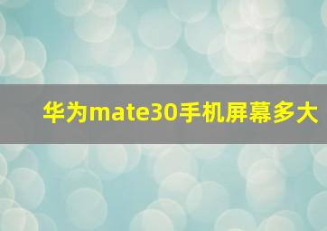 华为mate30手机屏幕多大