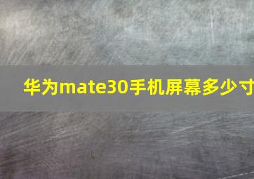 华为mate30手机屏幕多少寸