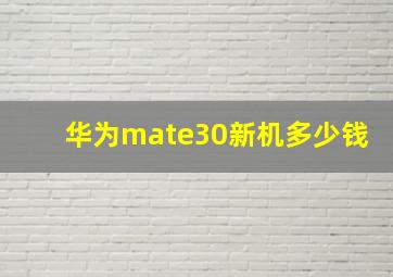 华为mate30新机多少钱