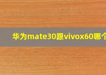 华为mate30跟vivox60哪个好