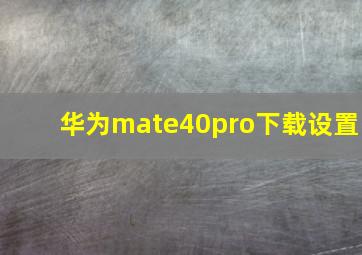 华为mate40pro下载设置