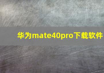 华为mate40pro下载软件