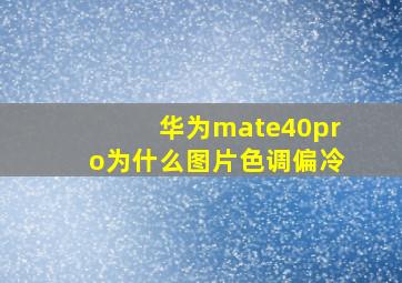 华为mate40pro为什么图片色调偏冷