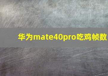 华为mate40pro吃鸡帧数