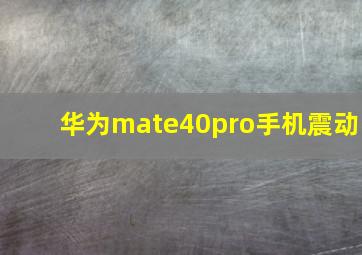 华为mate40pro手机震动