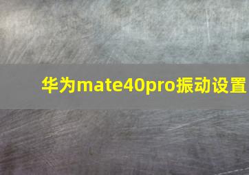 华为mate40pro振动设置