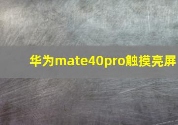 华为mate40pro触摸亮屏