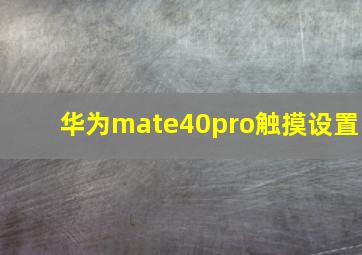 华为mate40pro触摸设置