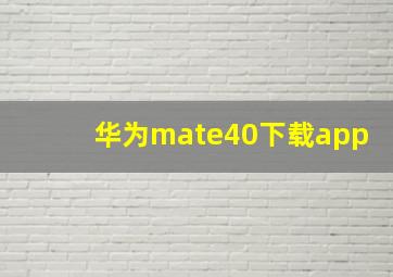 华为mate40下载app