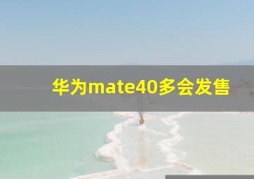 华为mate40多会发售