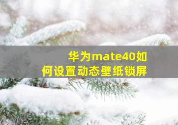 华为mate40如何设置动态壁纸锁屏