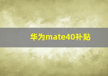 华为mate40补贴