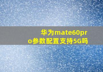 华为mate60pro参数配置支持5G吗