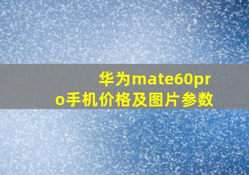 华为mate60pro手机价格及图片参数