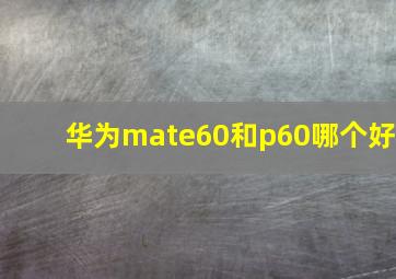 华为mate60和p60哪个好