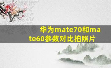 华为mate70和mate60参数对比拍照片