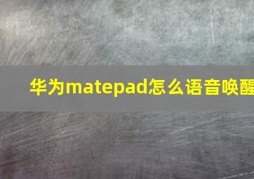 华为matepad怎么语音唤醒