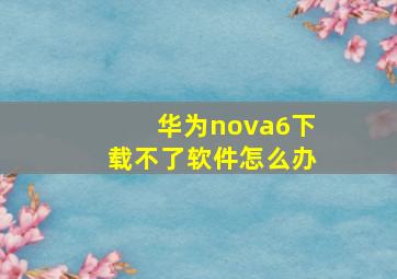 华为nova6下载不了软件怎么办