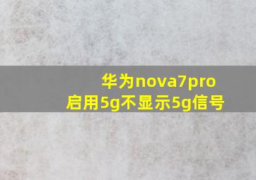 华为nova7pro启用5g不显示5g信号