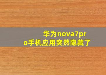 华为nova7pro手机应用突然隐藏了