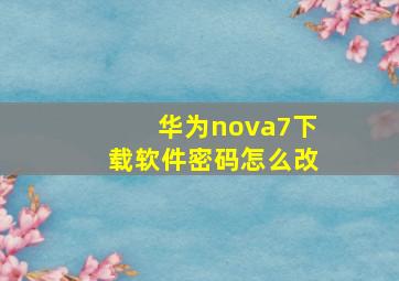 华为nova7下载软件密码怎么改