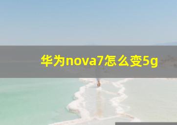 华为nova7怎么变5g