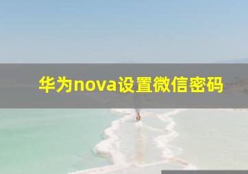 华为nova设置微信密码