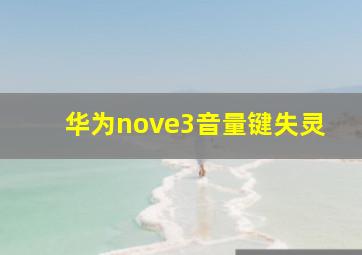 华为nove3音量键失灵