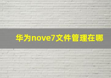 华为nove7文件管理在哪