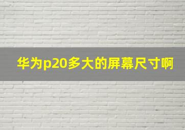 华为p20多大的屏幕尺寸啊