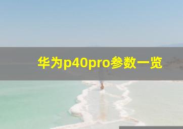 华为p40pro参数一览