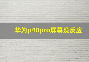 华为p40pro屏幕没反应