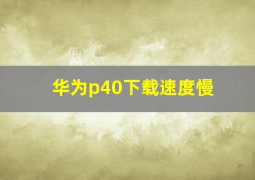 华为p40下载速度慢