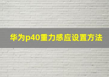 华为p40重力感应设置方法