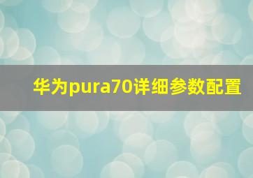 华为pura70详细参数配置