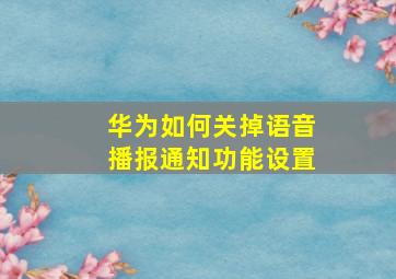 华为如何关掉语音播报通知功能设置