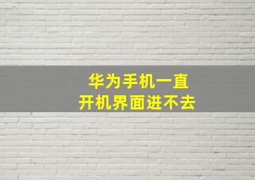 华为手机一直开机界面进不去